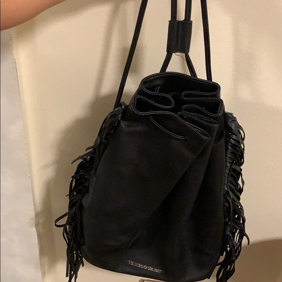 NWOT Victorias Secret Faux Leather Fringe Backpack - Picture 2 of 6